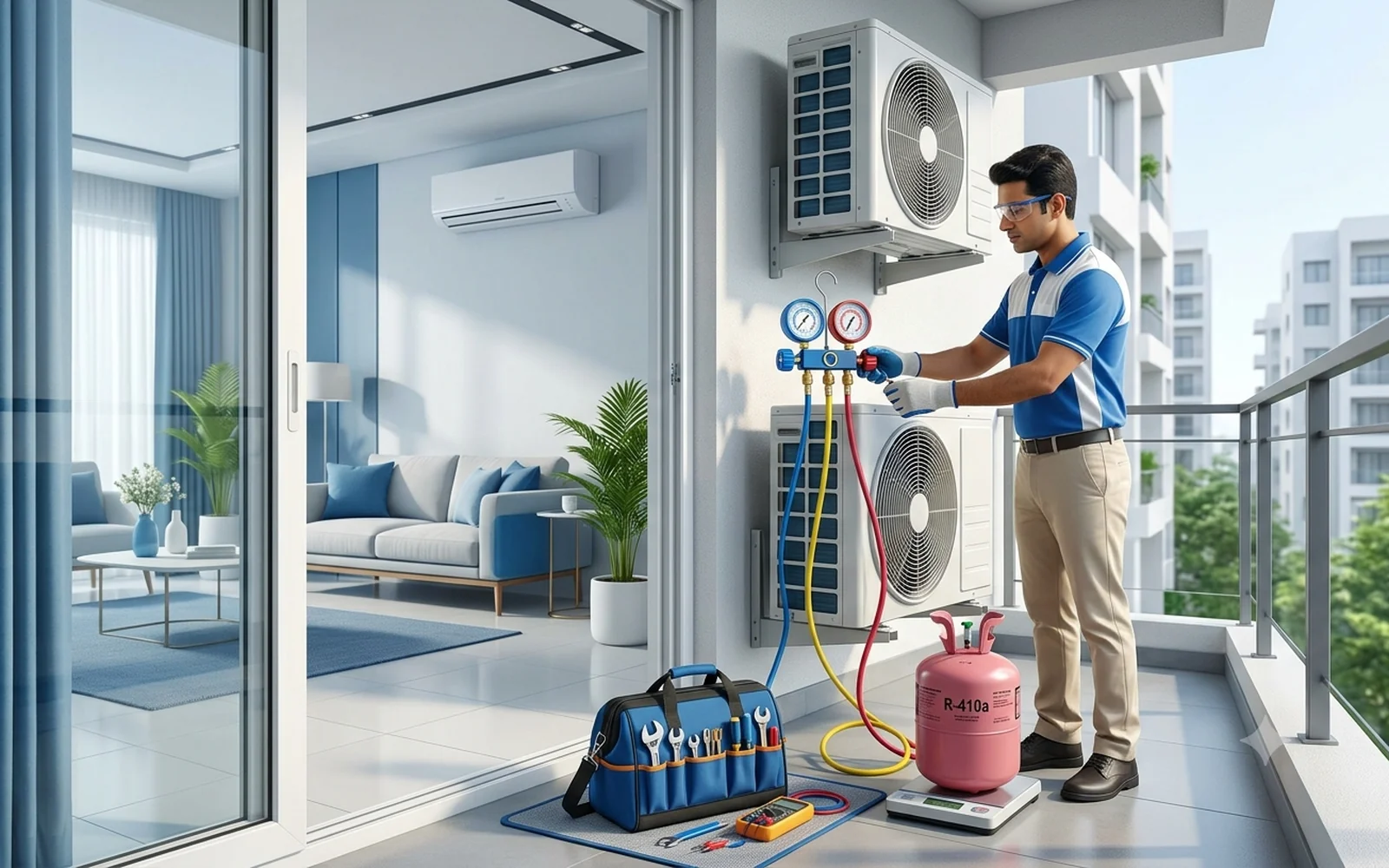 AC Gas Charging by professional AC technician in Tricity home